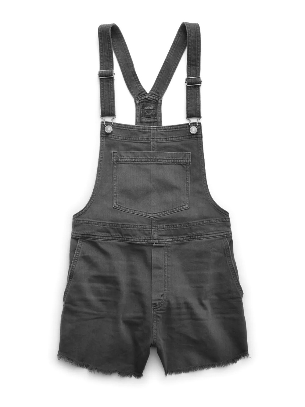 Aerie Black Denim Shortalls Overall Shorts Distressed Hem Size XS